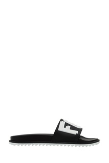 Черные шлепанцы с логотипом Fendi