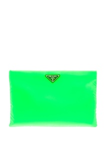 Текстильный клатч зеленого цвета Prada