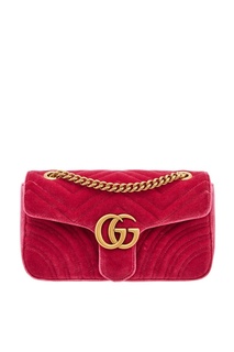 Розовая бархатная сумка GG Marmont Gucci