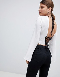Блузка с открытой спиной и шнуровкой Missguided - Белый