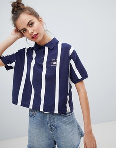 Футболка-поло в полоску Pull&Вear - Темно-синий Pull&Bear