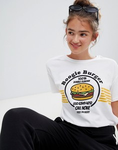 Футболка с принтом Boogie Burger Pull&bear - Белый