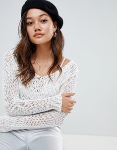 Кроп-топ с длинными рукавами Honey Punch - Кремовый