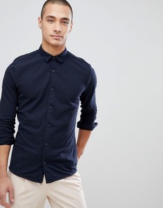 Приталенная трикотажная рубашка Jack & Jones Premium - Темно-синий