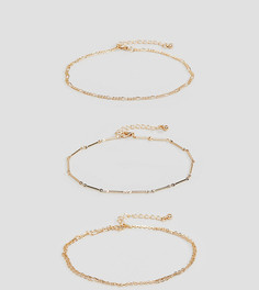 Набор из 3 золотистых браслетов на ногу с цепочками ASOS DESIGN Curve - Золотой