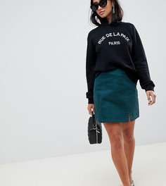 Зеленая джинсовая мини-юбка с разрезами спереди ASOS DESIGN Petite - Зеленый