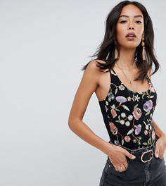 Боди с вышивкой ASOS DESIGN Tall - Черный