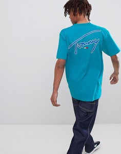 Свободная футболка с принтом логотипа спереди и сзади Tommy Jeans Signature Capsule - Синий