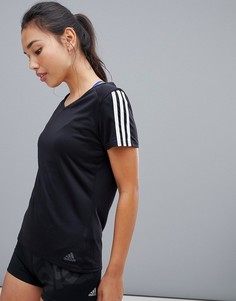 Черная футболка с тремя полосками adidas Running - Черный