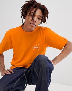 Свободная оранжевая футболка с принтом Tommy Jeans Signature Capsule - Оранжевый