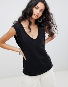 Футболка с V-образным вырезом Free People Cleo - Черный