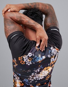 Футболка с рукавами реглан и цветочным принтом ASOS 4505 - Черный