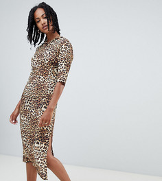 Платье миди с леопардовым принтом и открытой спиной Reclaimed Vintage inspired - Коричневый