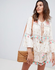 Кремовая пляжная блузка с завязкой спереди River Island - Кремовый