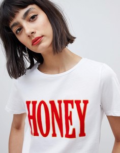 Футболка с принтом Pieces Honey - Белый