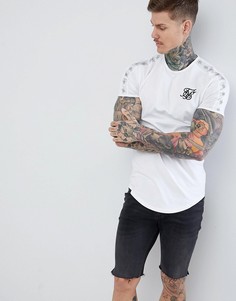 Белая футболка с асимметричным краем и полосками SikSilk - Белый