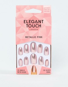 Розовые накладные ногти металлик Elegant Touch - Медный