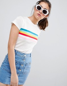 Футболка с разноцветными полосками Pull&bear - Белый