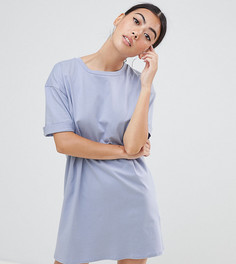 Платье-футболка с отворотами на рукавах ASOS PETITE Ultimate - Синий