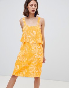 Платье с цветочным принтом и накладкой Ichi - Желтый