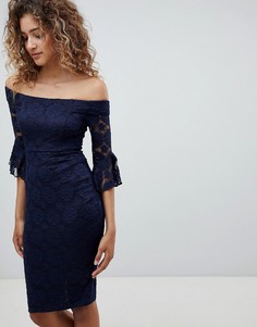 Кружевное облегающее платье AX Paris - Темно-синий
