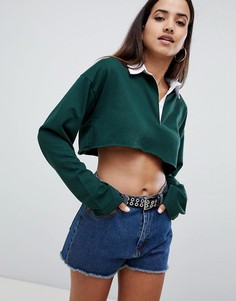 Короткий топ регби Missguided - Зеленый