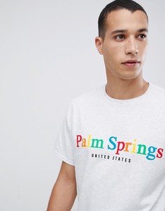 Серая футболка с принтом Рalm Springs New Look - Серый