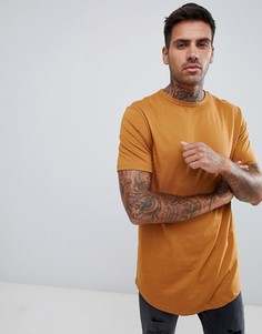 Светло-коричневая футболка с асимметричным краем River Island - Рыжий