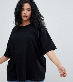Черная oversize-футболка с заниженной линией плеч ASOS DESIGN Curve - Черный