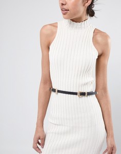 Ремень в стиле вестерн с двумя пряжками New Look - Черный