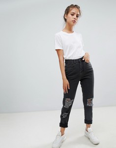 Рваные джинсы в винтажном стиле Noisy May - Черный