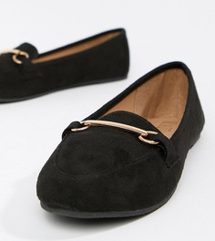 Черные туфли на плоской подошве для широкой стопы с отделкой RAID Viera - Черный