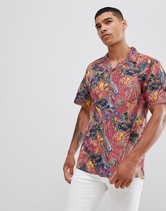Розовая рубашка с цветочным принтом Pull&Bear - Розовый