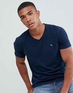 Темно-синяя футболка с V-образным вырезом Abercrombie & Fitch pop icon - Темно-синий