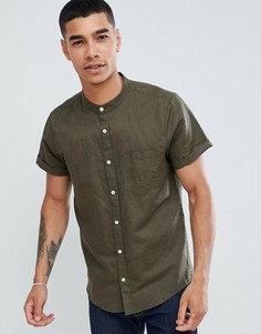 Рубашка хаки с короткими рукавами и воротником на пуговице Pull&Bear - Зеленый