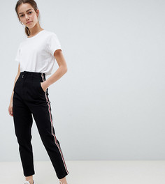 Черные брюки-сигареты с полосками сбоку ASOS DESIGN Petite - Черный