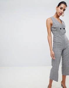 Комбинезон-кюлоты в клетку с пуговицами Boohoo - Серый