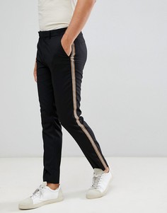 Черные облегающие брюки с отделкой лентой по бокам River Island - Черный