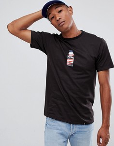 Черная футболка с принтом HUF - Черный