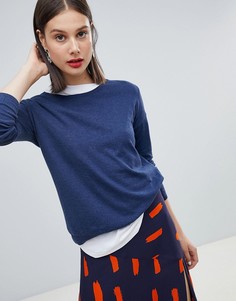 Легкий oversize-джемпер с круглым вырезом Esprit - Темно-синий