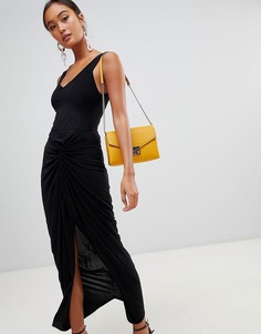 Платье макси с широким вырезом и перекрученной отделкой на спине Miss Selfridge - Черный