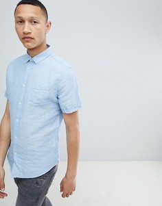 Синяя льняная рубашка с короткими рукавами Burton Menswear - Синий