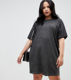 Платье-футболка с отворотами на рукавах ASOS DESIGN Curve - Черный