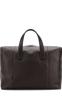 Кожаная дорожная сумка на молнии с плечевым ремнем Giorgio Armani