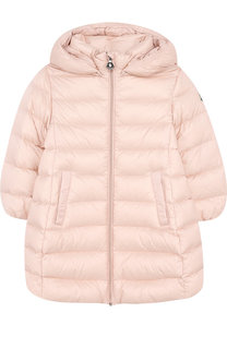 Стеганое пальто на молнии с капюшоном Moncler Enfant