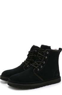 Замшевые ботинки на шнуровке с внутренней меховой отделкой UGG