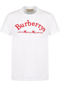Хлопковая футболка с принтом Burberry
