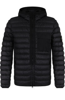 Стеганый пуховик на молнии с капюшоном Stone Island