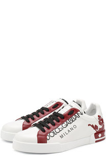 Кожаные кеды Portofino на шнуровке Dolce & Gabbana