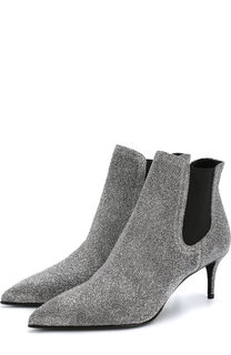 Текстильные ботильоны с люрексом на каблуке kitten heel Le Silla